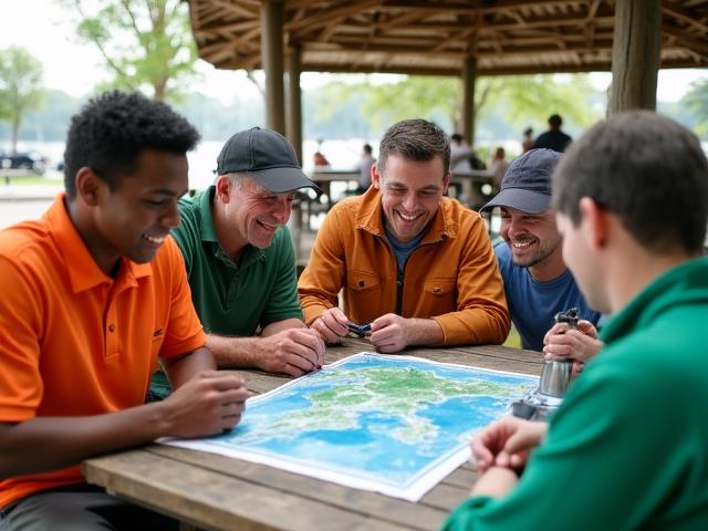 A group of anglers gathering for a lesson